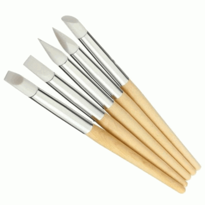 Πινέλα νυχιών Σιλικόνης για σχέδια Ακρυλικού και Πλαστελίνης σετ 5 τεμάχια