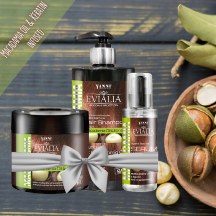 Σετ Αναδόμησης Μαλλιών με Λάδι Macadamia & Κερατίνη (Λείανση & Όγκος)